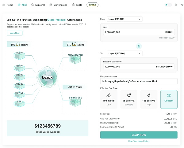 首个比特币全协议资产跃迁工具，LeapX借助RGB++开启去信任化跨链时代