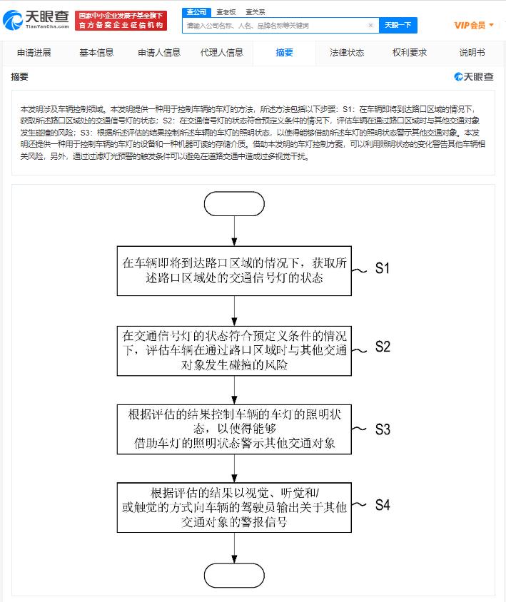 奔驰车灯专利可警示其他车辆行人