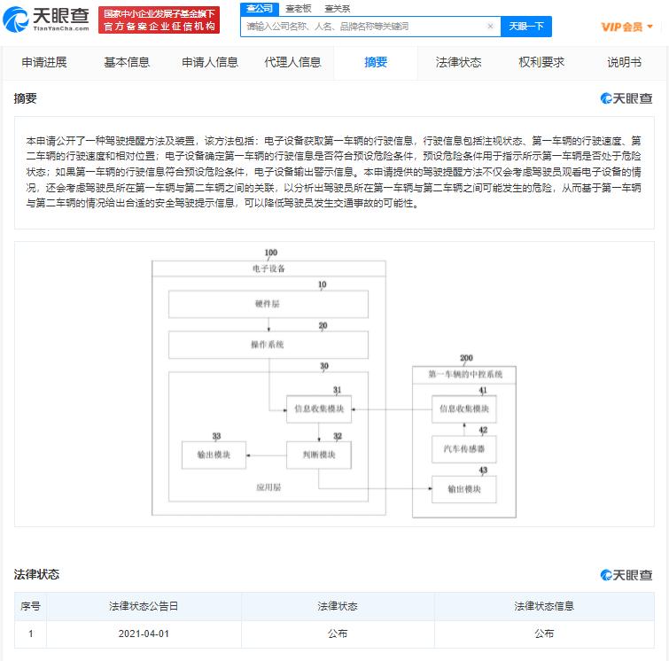 华为专利可综合行驶信息提醒安全驾驶