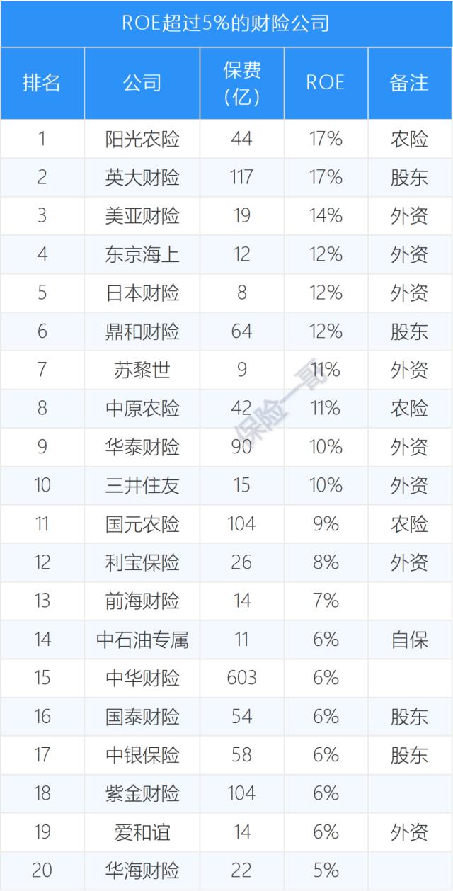 132家保险公司ROE排名，什么样的保险公司最挣钱