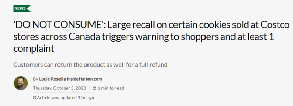 DO NOT CONSUME': Large recall on certain cookies sold at Costco stores  across Canada triggers warning to shoppers and at least 1 complaint