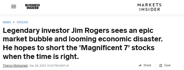 传奇投资者罗杰斯警告：经济灾难恐来临！